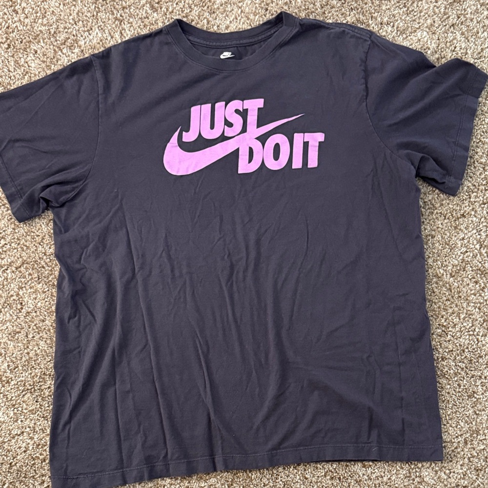 Nike Grayish Tee with Pink Slogan
